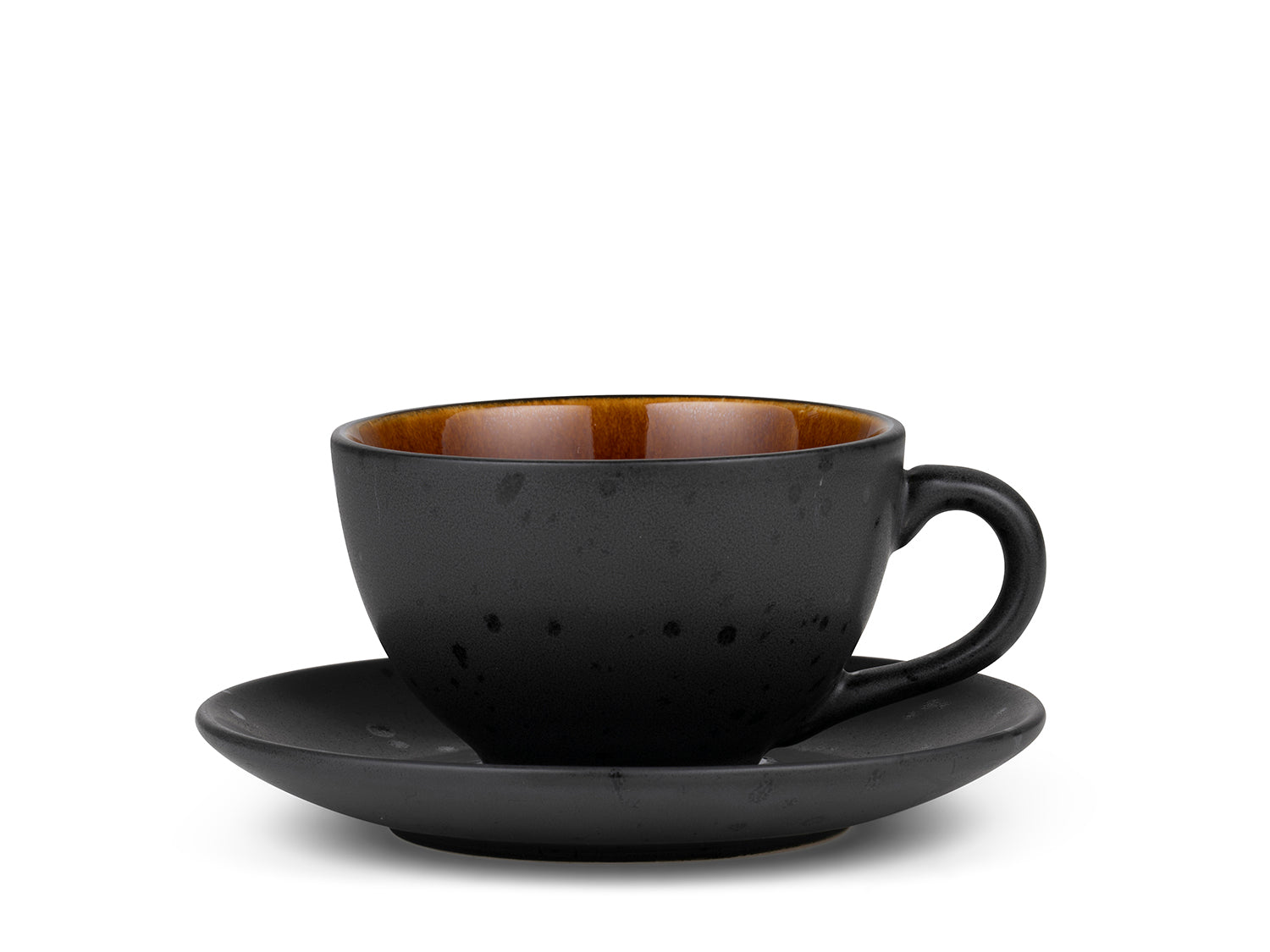 Tasse avec soucoupe GASTRO en grès Noir/Ambre Bitz - Mathon