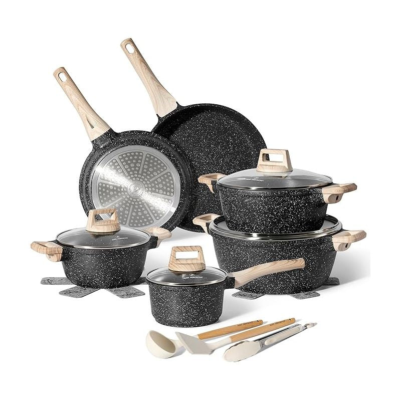 Batterie de cuisine 15 pièces antiadhésif en Granit noir Just perfecto JL-27 Just Perfecto - Mathon - 1