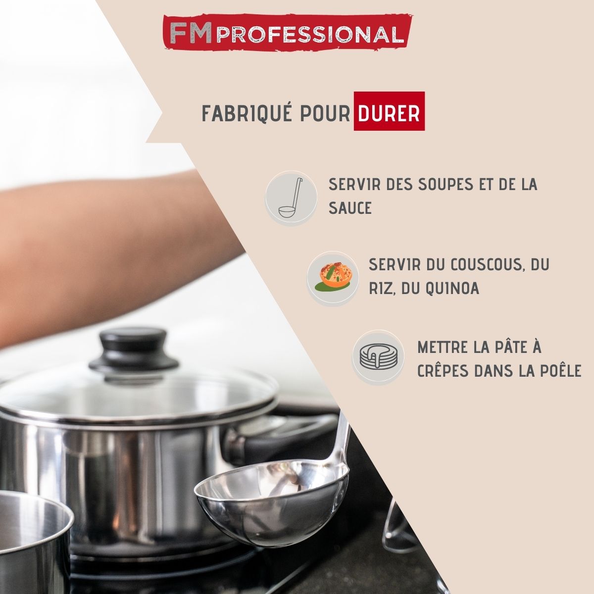 Louche de cuisine inox 39 cm  Divers FM Professional - Mathon - 2