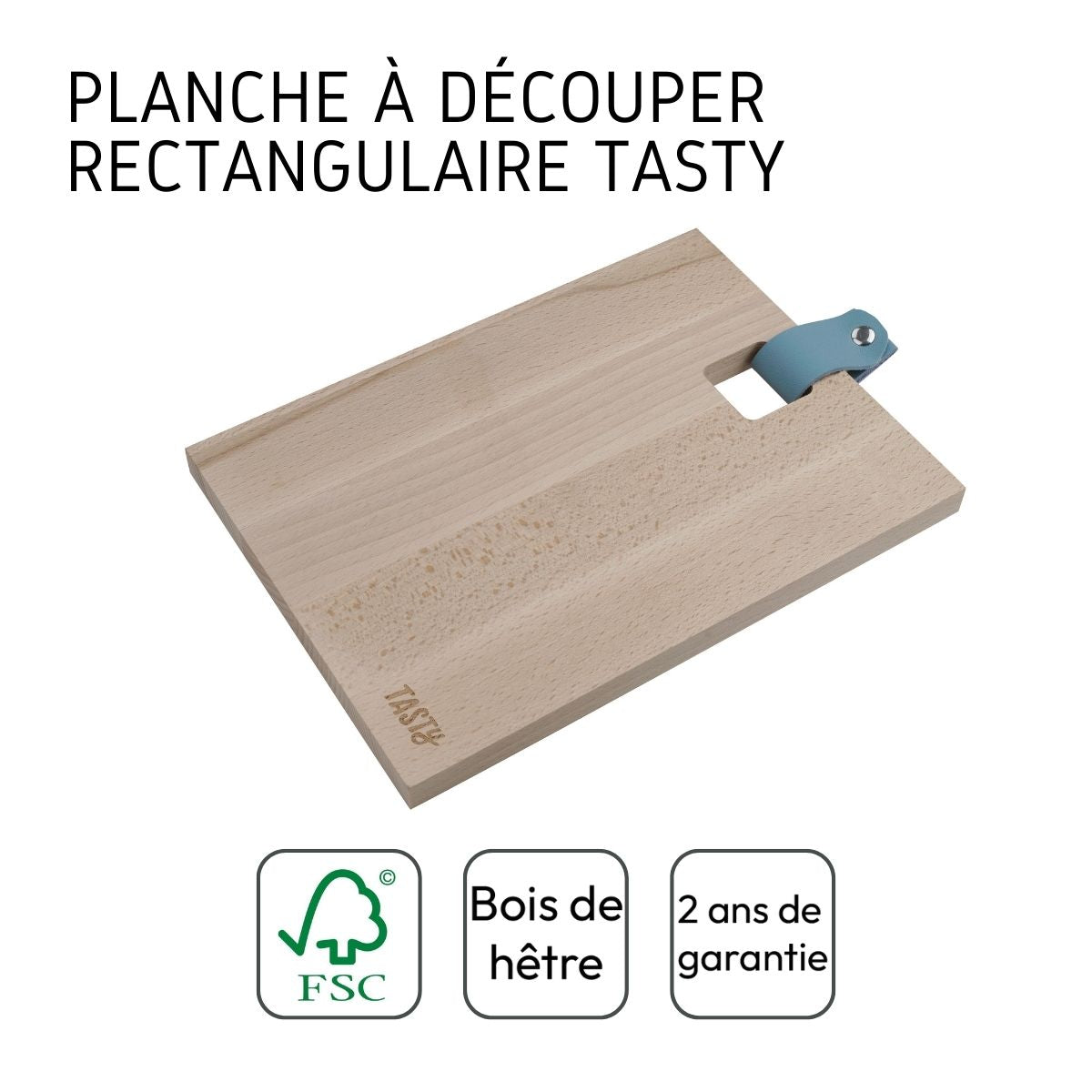 Planche à découper en bois rectangulaire 25 x 18 cm Tasty Green Tasty - Mathon - 4