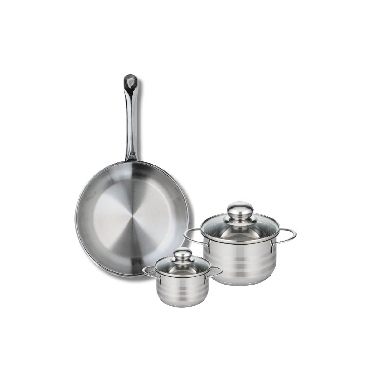 Ensemble de 1 Poêle de cuisson 28 cm et 2 faitouts 12 et 16 cm  Profi Brillant Elo - Mathon - 1