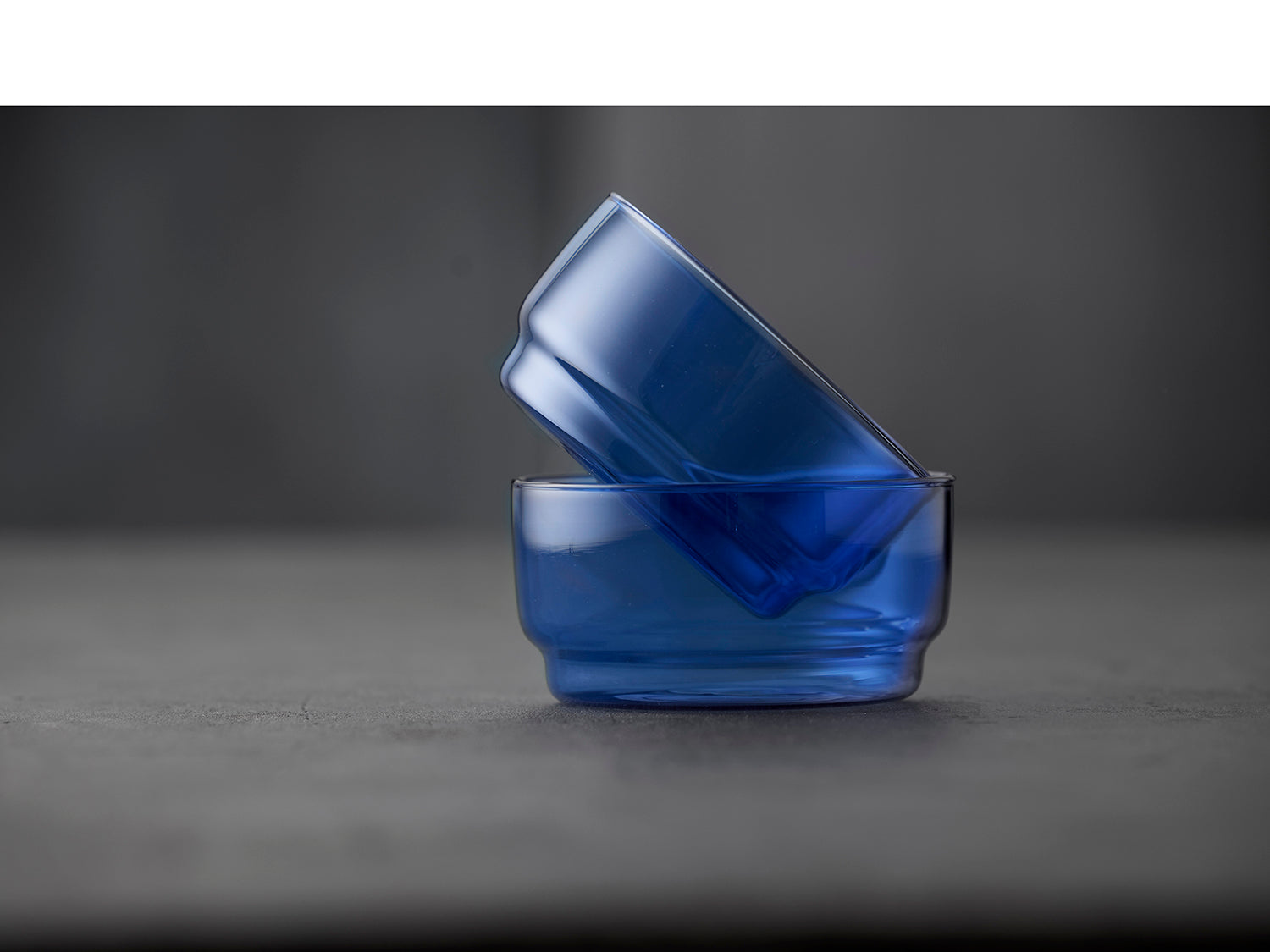 Ensemble de 2 bols TORINO 12cm en verre Bleu Lyngby Glas - Mathon - 5