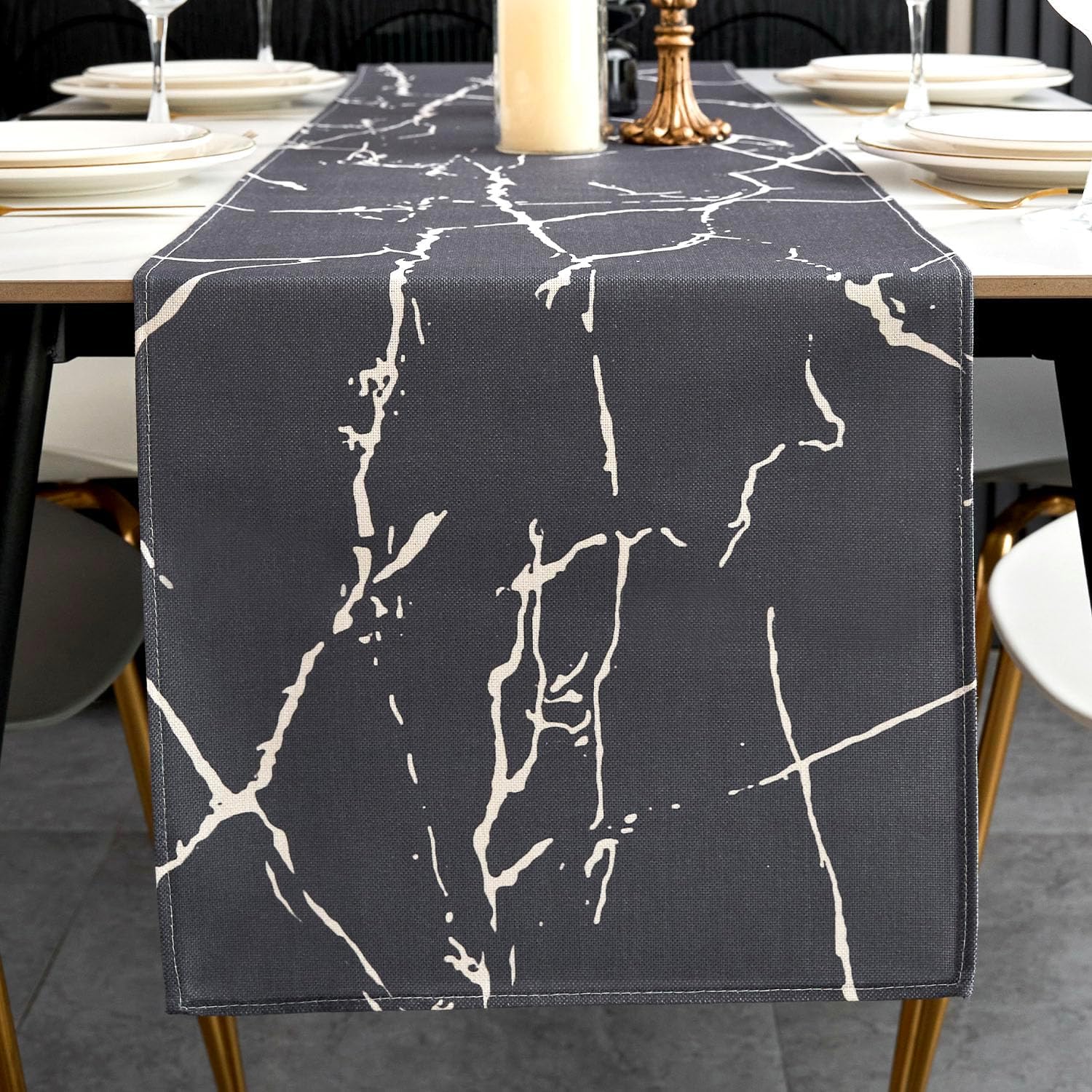 Chemin de Table Gris et Blanc 183×33 cm Vendos85 - Mathon