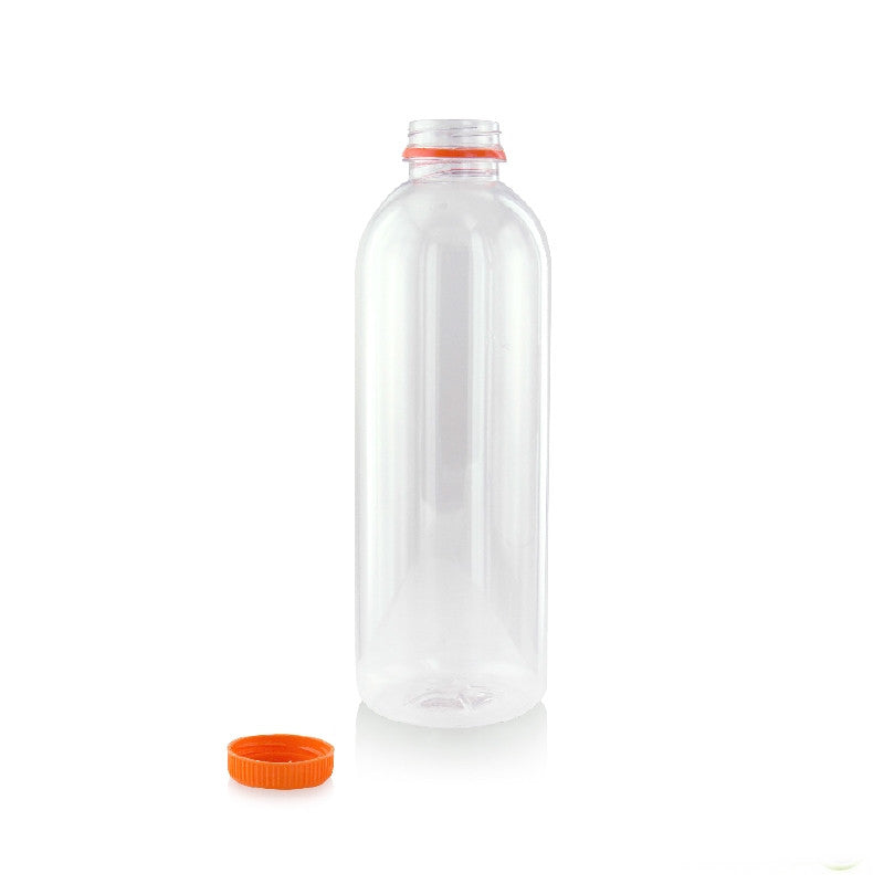 150Pcs - Bouteille transparente en plastique RPET avec bouchon orange 68 H187mm 500ml FirstPack - Mathon - 1