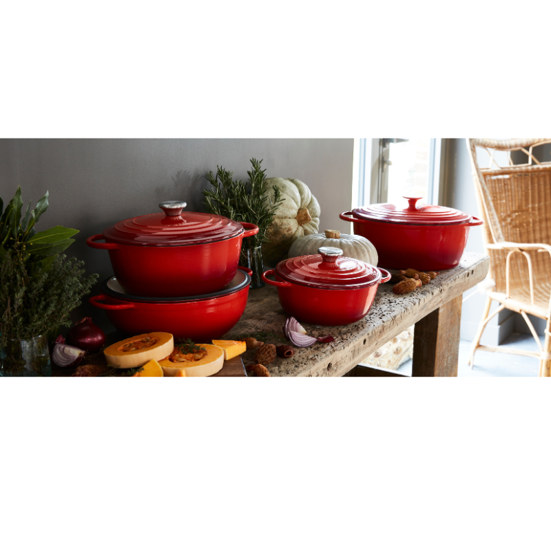 Cocotte ovale fonte rouge + couvercle - 5 l - 29 cm Tradition Baumalu - Mathon - 2