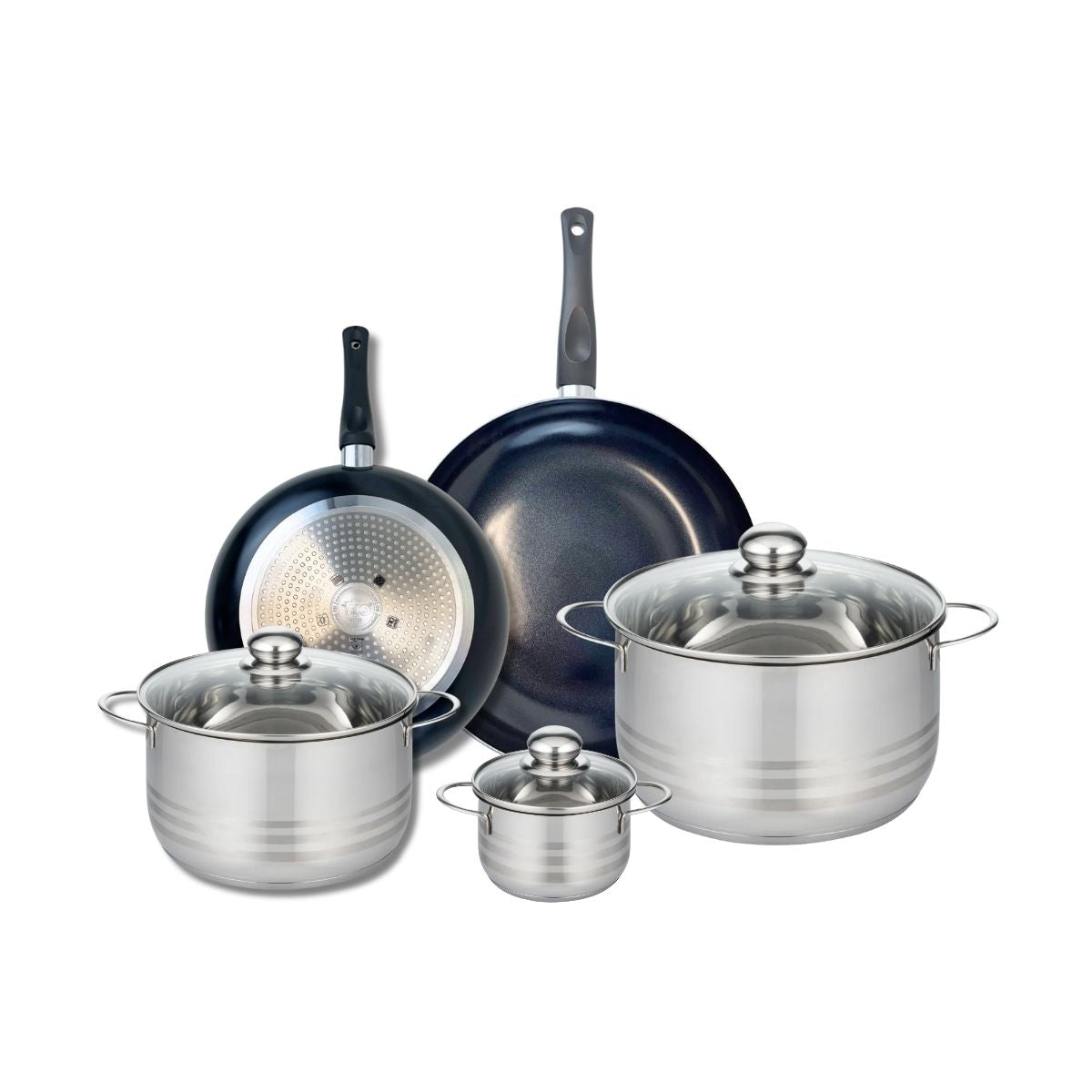 Ensemble de 2 Poêles de cuisson 24 et 28 cm et 3 faitouts 12, 20 et 24 cm  Prima Brillant Elo - Mathon - 1