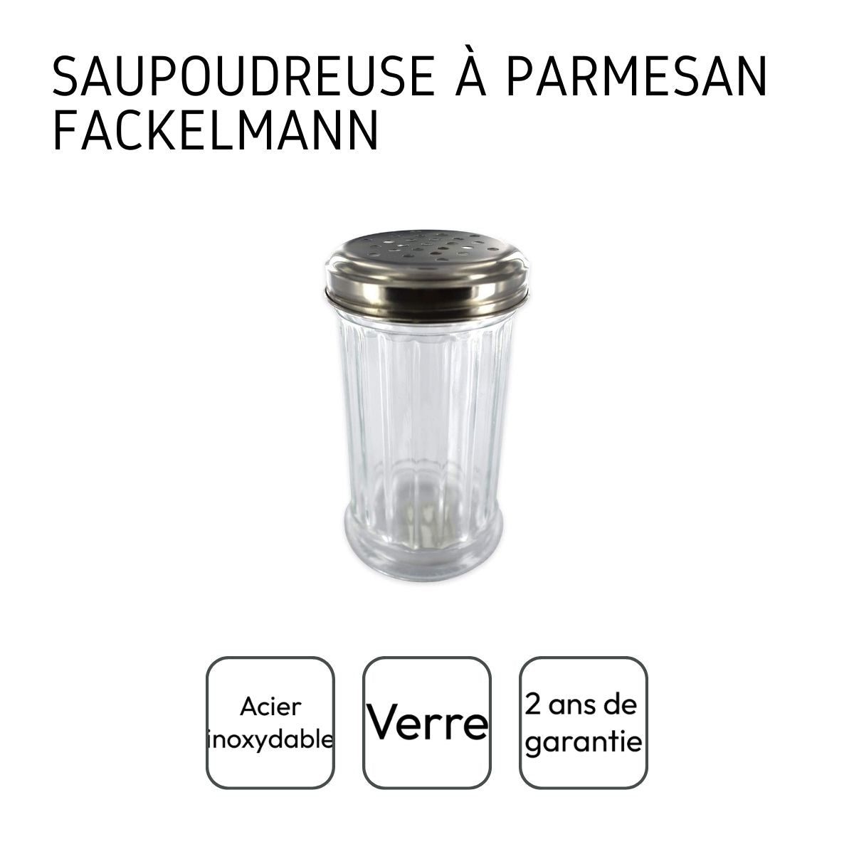 Ensemble de 2 Saupoudreuses à parmesan et sucre glace en verre 13 cm Fackelmann - Mathon - 4