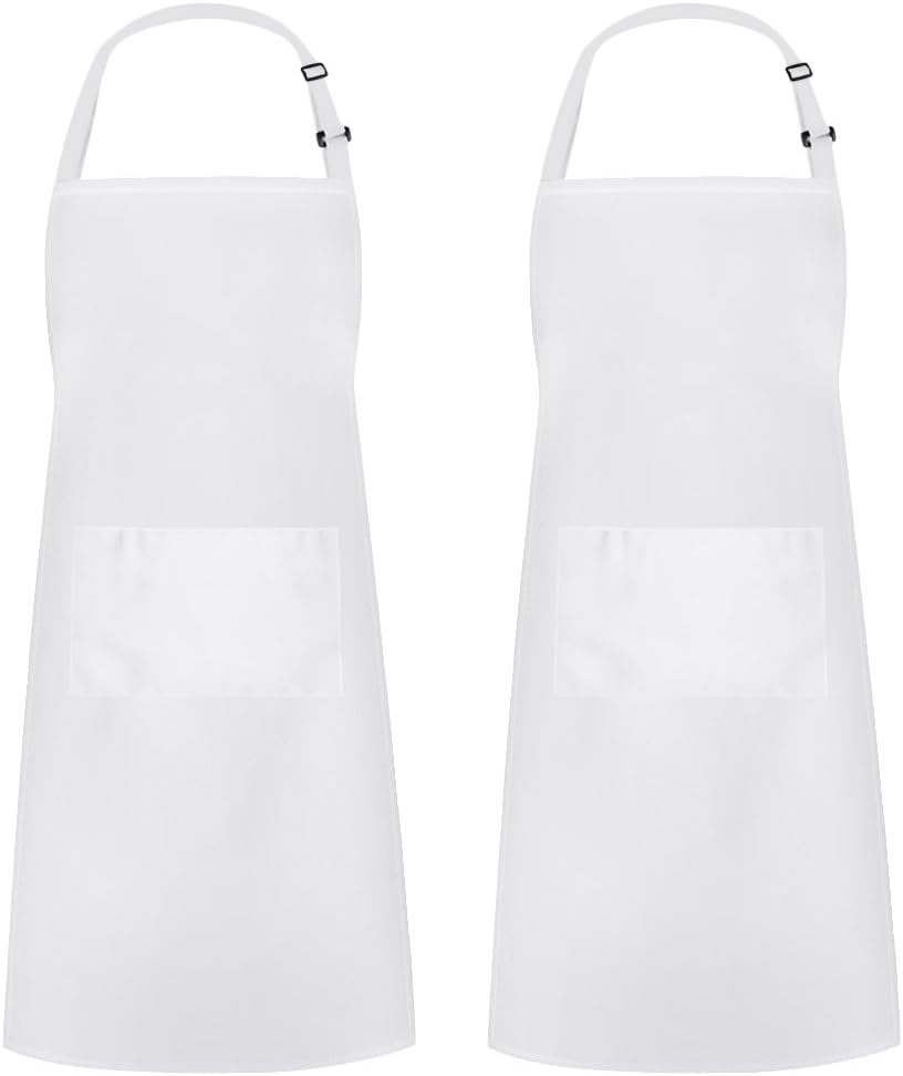 Grand tablier de cuisine unisexe avec poches Blanc basique Vendos85 - Mathon