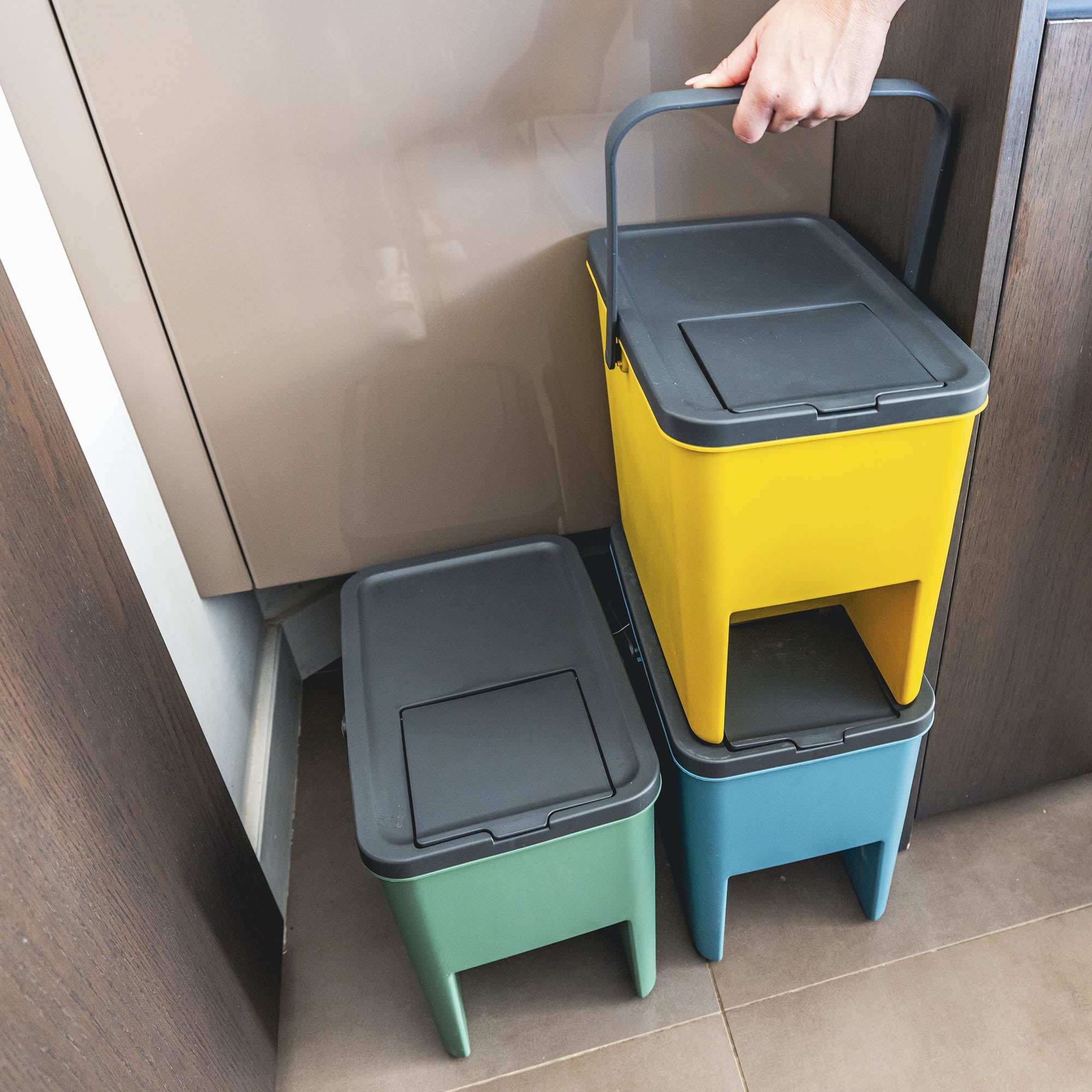 Lot de 3 Poubelles Empilables bergen H31.5 cm Kitchen Move - Mathon - 4