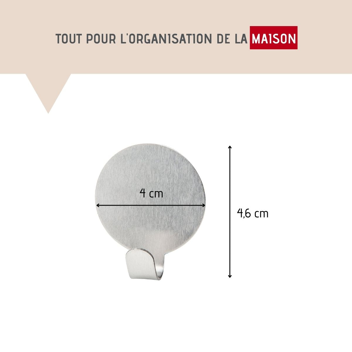 Lot de 2 crochet adhésifs ronds  Tecno Fackelmann - Mathon - 3