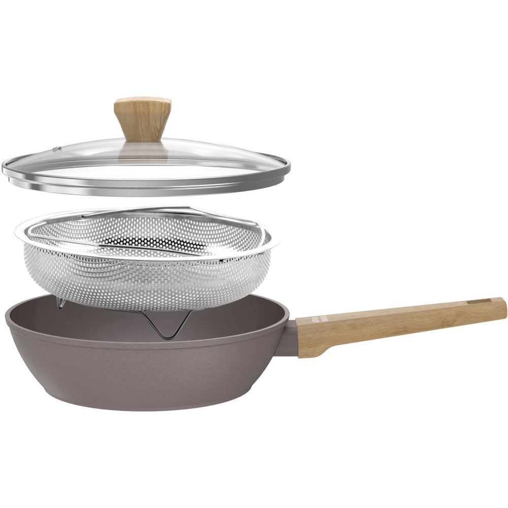 Sauteuse - Tous Feux Dont Induction -   - Am9910 - Revetement Céramique - ø 24 Cm - Couvercle Et Panier Inox - Tau Arthur Martin - Mathon - 1