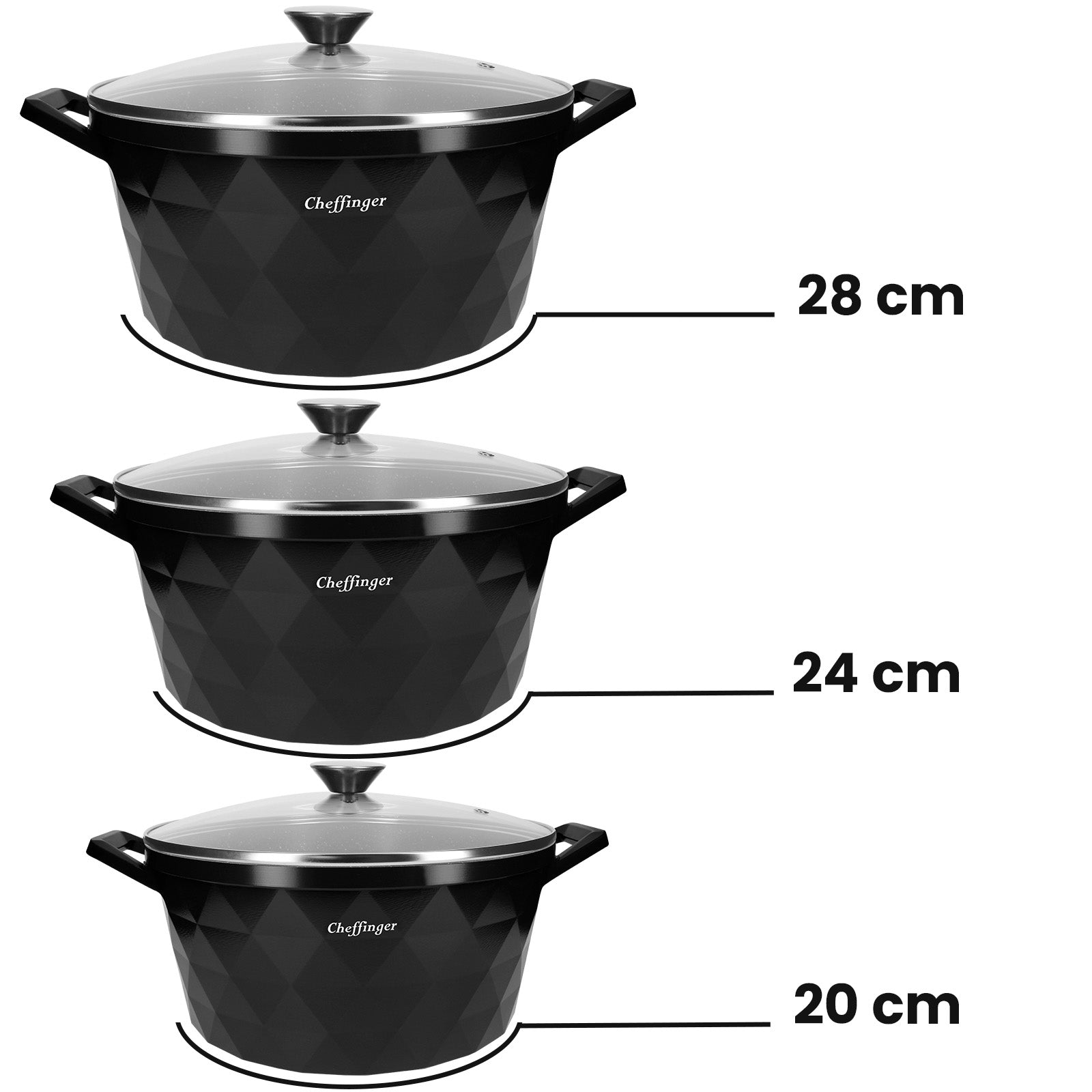 3 Marmites 20 / 24 / 28 cm Cheffinger - Mathon - 3