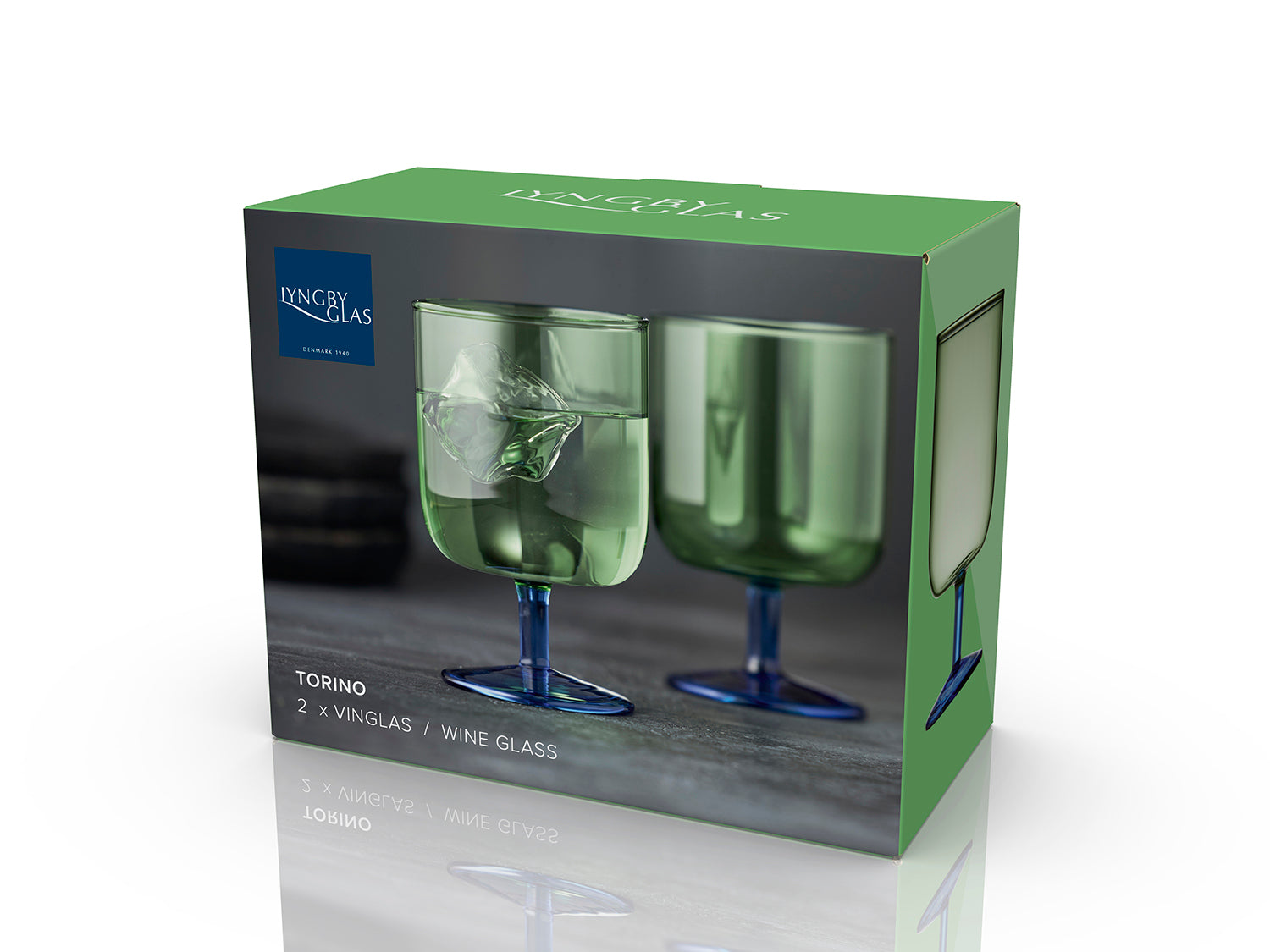 Set de 2 verres à vin TORINO Vert/Bleu Lyngby Glas - Mathon - 5