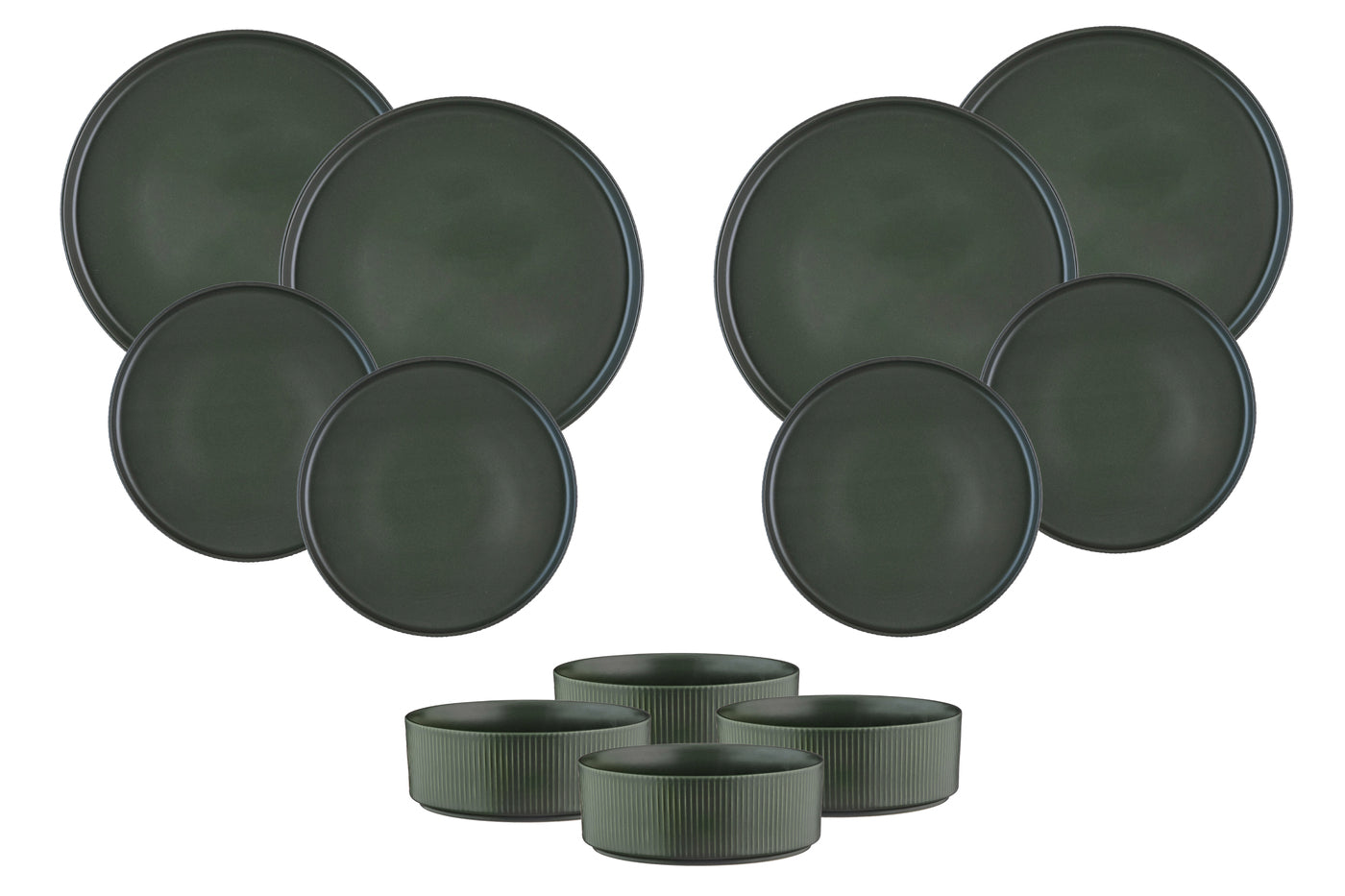 Lot de 12 set les essentiels en grès vert D Björn - Mathon - 1