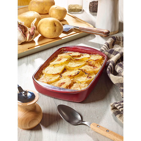 Plat à four rectangulaire en verre borosilicate avec couvercle Grenat 0,8 L Pebbly - Mathon - 4