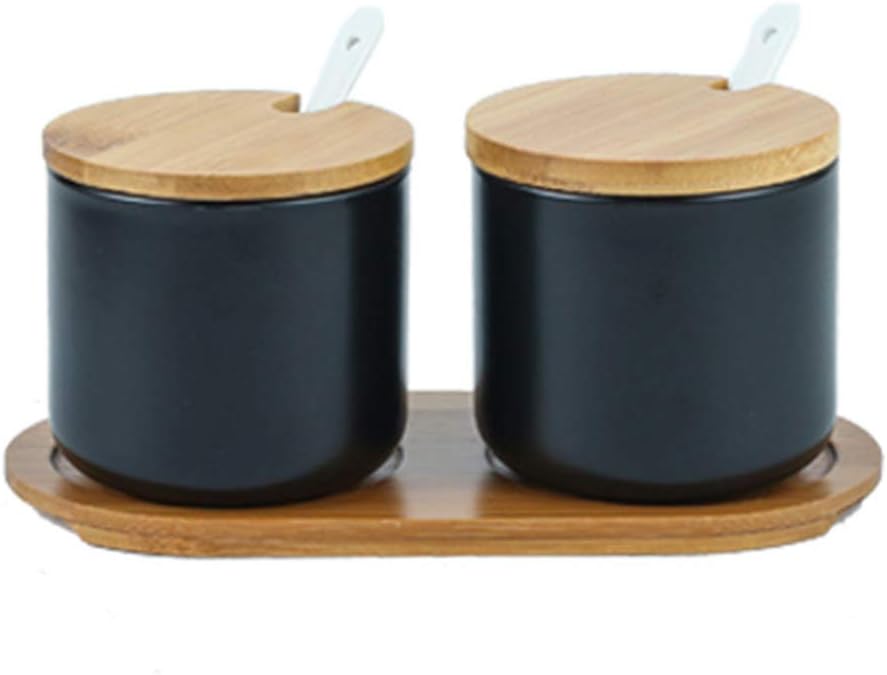 Ensemble 2 pots à épices en céramique 260 ml noir Vendos85 - Mathon