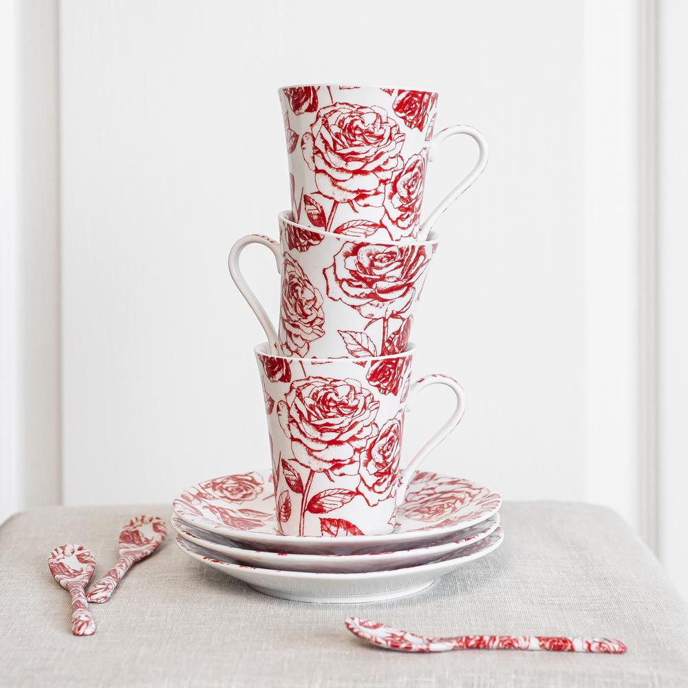 Coffret 4 tasses et sous tasses avec cuillères 16 cl Louise Table passion - Mathon - 4