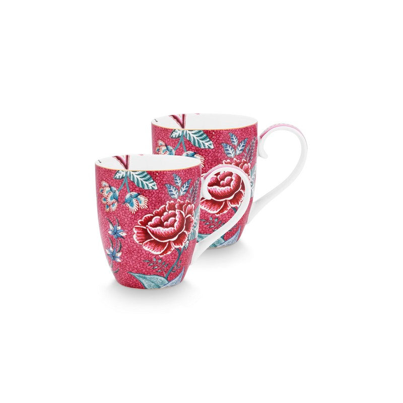 Coffret 2 Maxi mug XL Flower Festival Framboise 450ml Pip Studio - Mathon