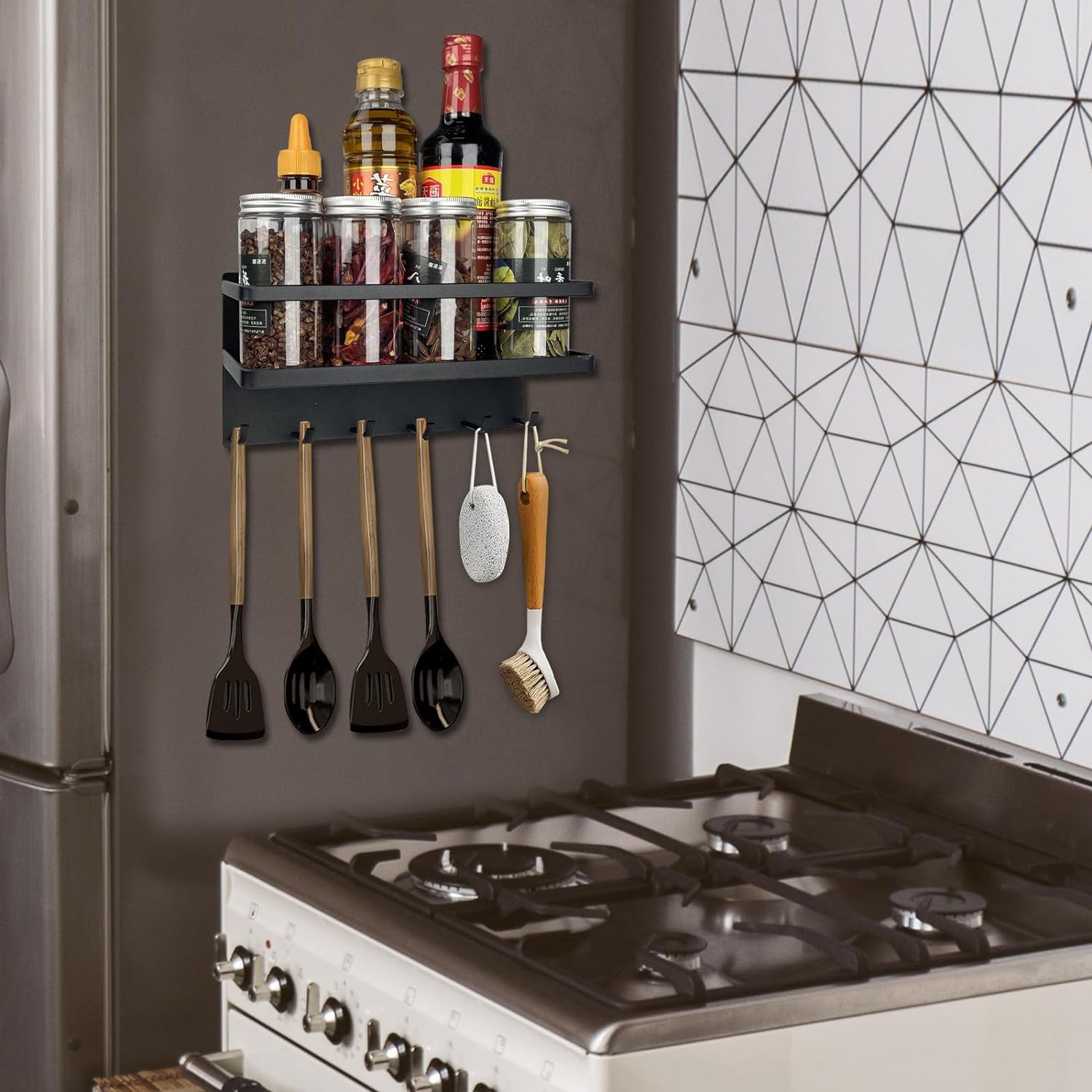 Étagère à épices magnétique sans perçage noir Vendos85 - Mathon