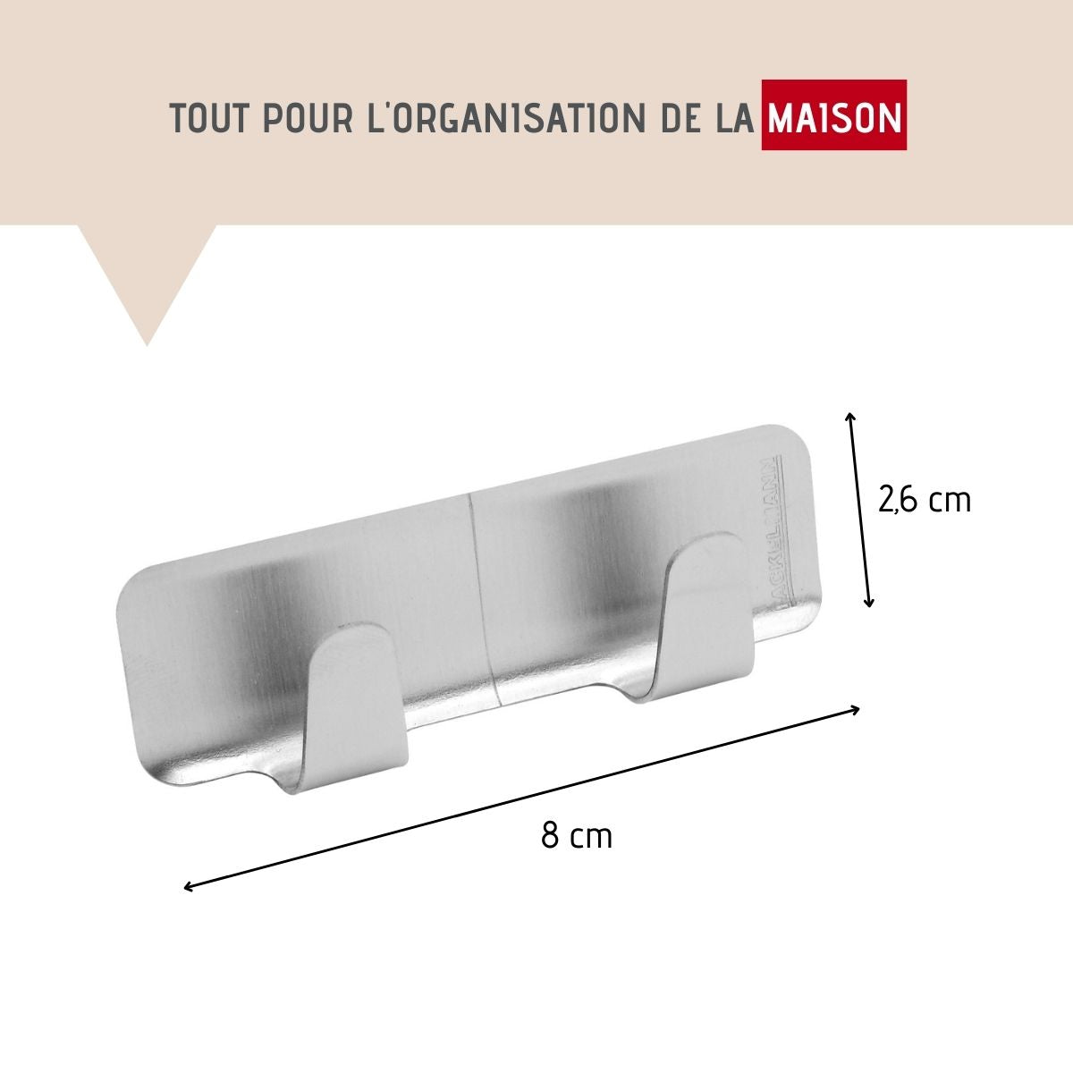 Crochet adhésif mural double rectangulaire  Tecno Fackelmann - Mathon - 3