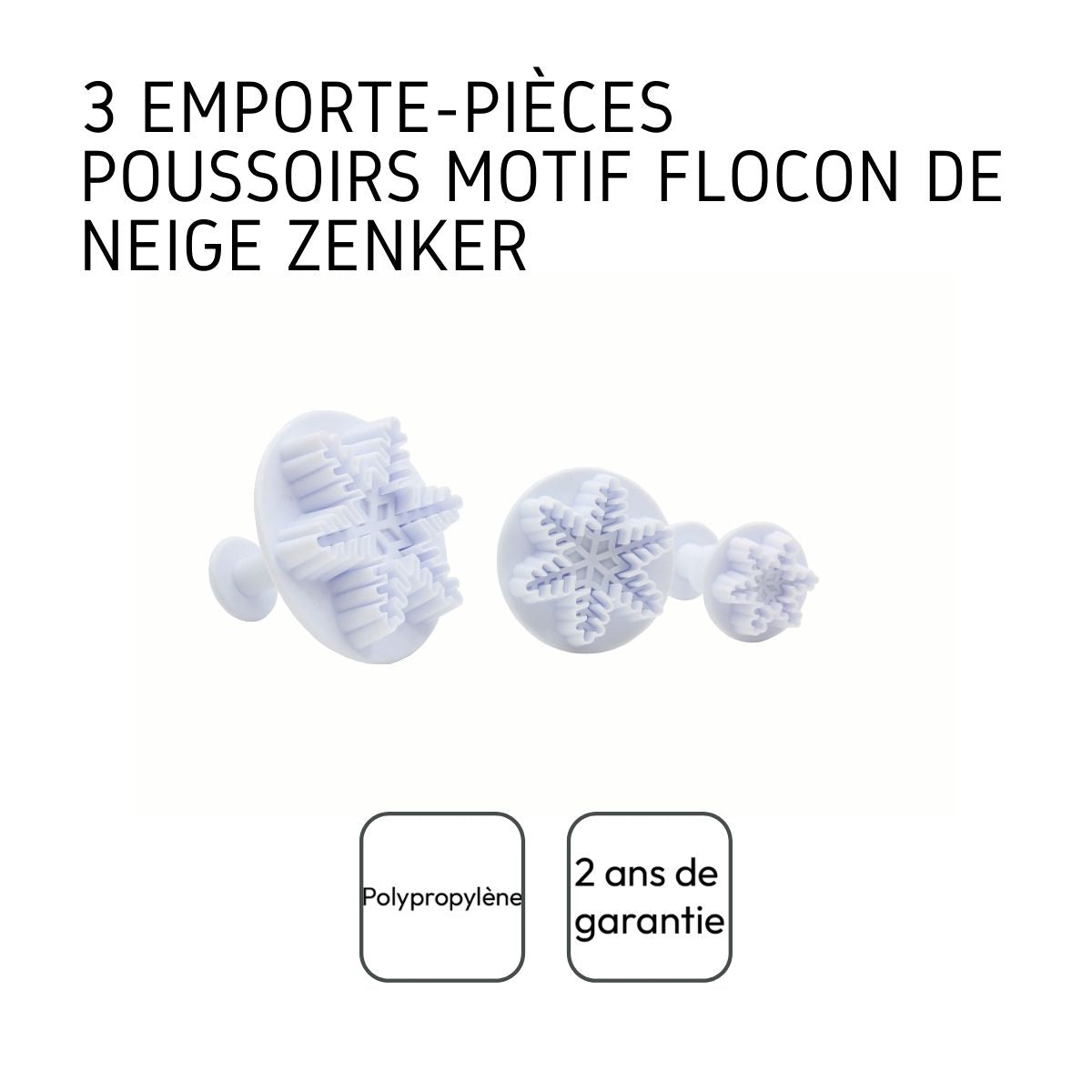 Lot de 3 emporte-pièces de Noël pour pâte à sucre motif flocon de neige Zenker Emporte-pièces Zenker - Mathon - 4