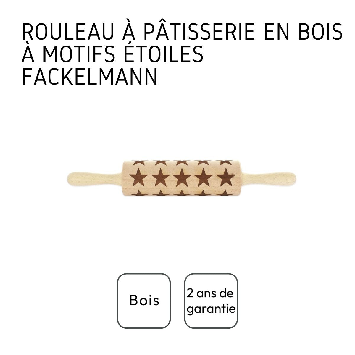 Rouleau à pâtisserie en bois motif étoiles 40 cm  Noël Fackelmann - Mathon - 4