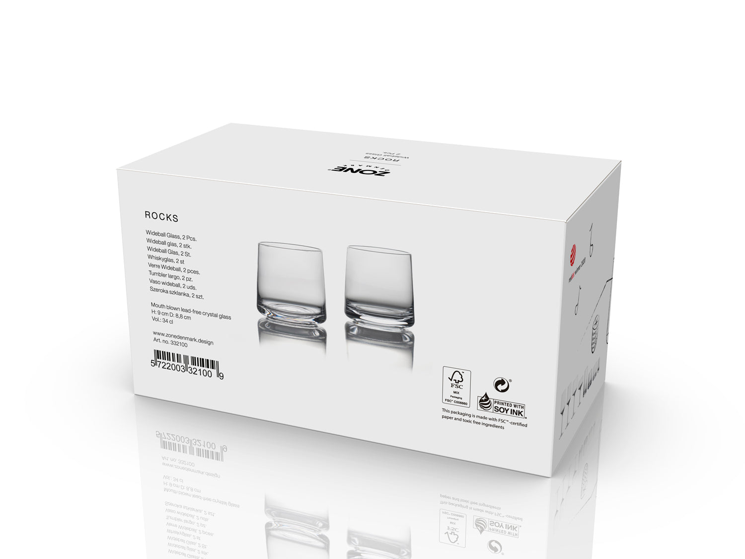 Set de 2 verres wideball ROCKS en verre cristal sans plomb Transparent Zone Denmark - Mathon - 4