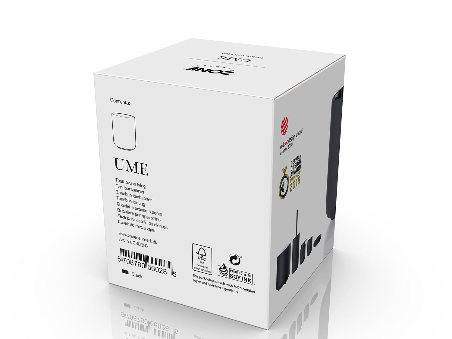 Gobelet pour brosse à dents UME en grès Noir Zone Denmark - Mathon - 3