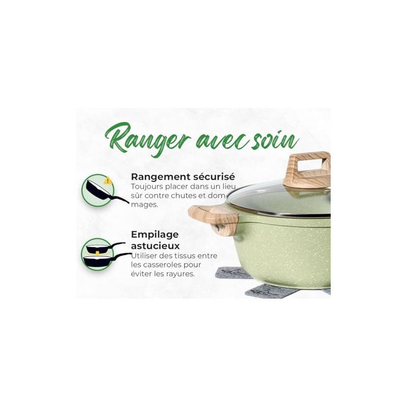 Batterie de cuisine 21 pièces Antiadhésif en Granit vert - Tous feux dont induction Just perfecto JL-723 Just Perfecto - Mathon - 2