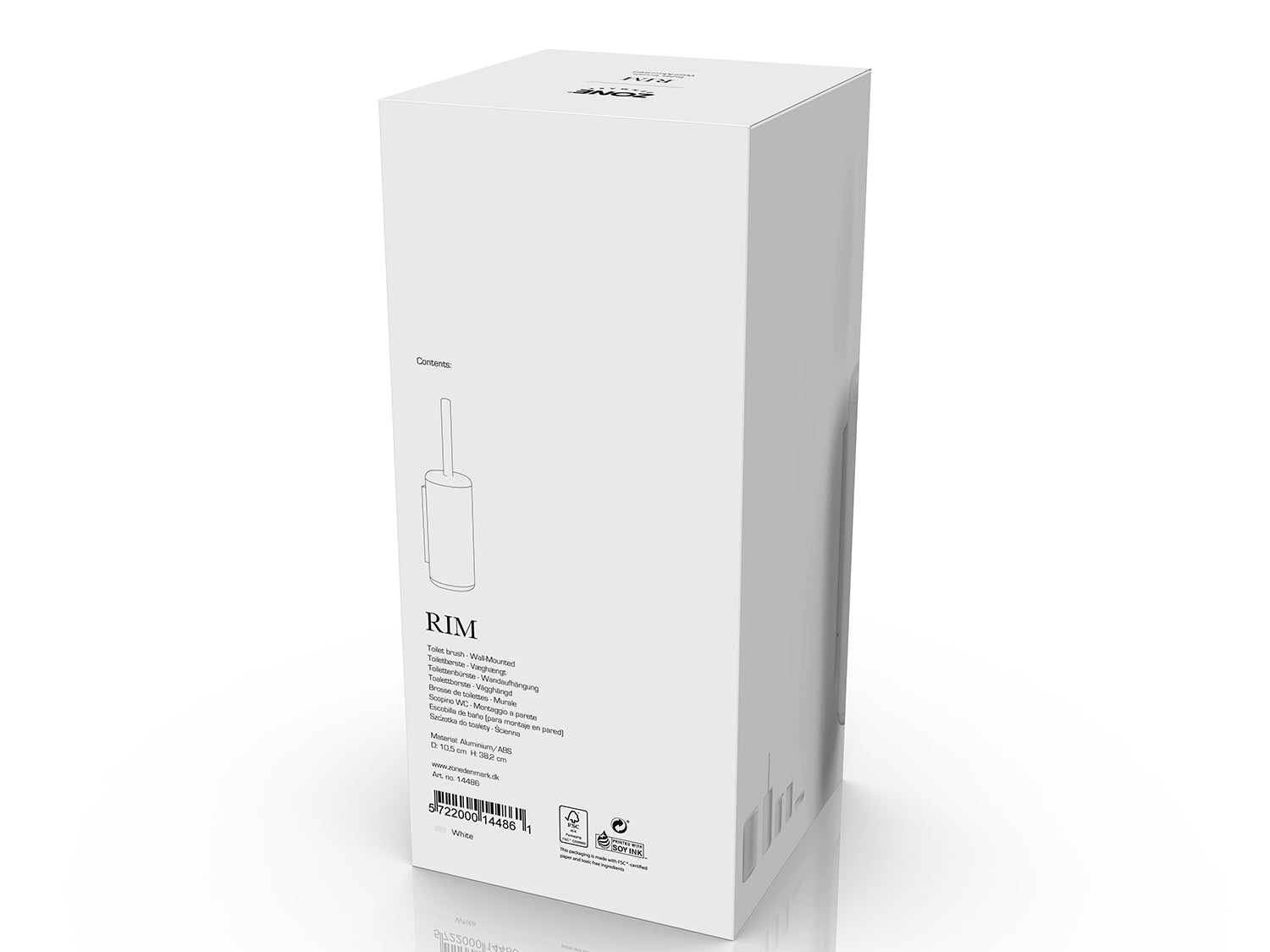 Brosse de toilettes à accroche RIM en aluminium et abs Blanc Zone Denmark - Mathon - 3
