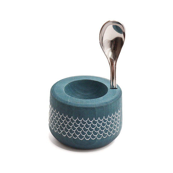 Coffret coquetier et cuillère Piou dragon bleu canard Roger Orfèvre - Mathon - 1