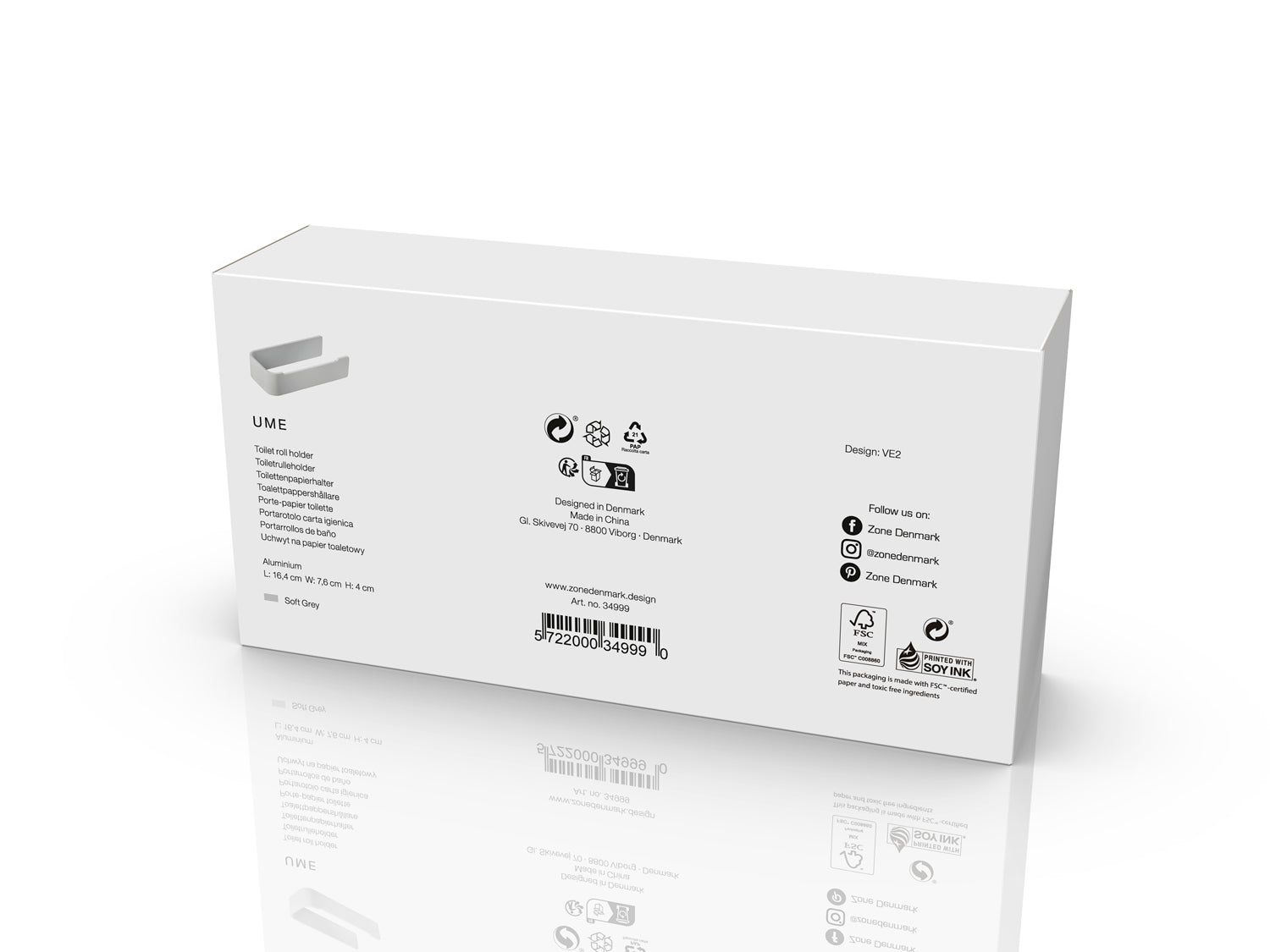 Porte-papier toilette Ume en Aluminium Gris clair Zone Denmark - Mathon - 4