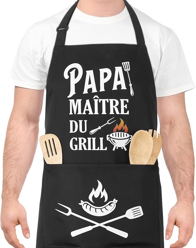 Tablier BBQ Homme « Papa Maître du Grill » Vendos85 - Mathon