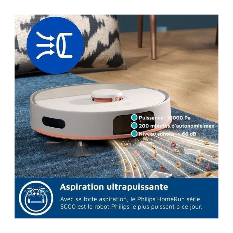 Aspirateur Robot Laveur -   Xu5100/20 - 10000 Pa - Auto-vidange - Navigation Laser Philips - Mathon - 3