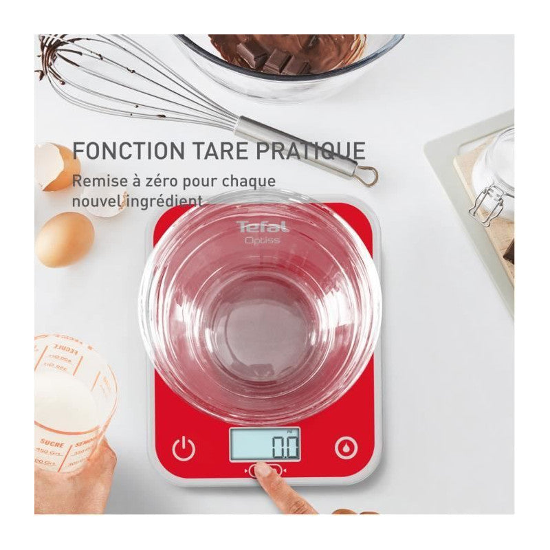 Optiss Balance De Cuisine électronique, écran Rétroéclairé, Résistance Aux Rayures, Capacité De 5 Kg, Framboise Bc5 Tefal - Mathon - 6