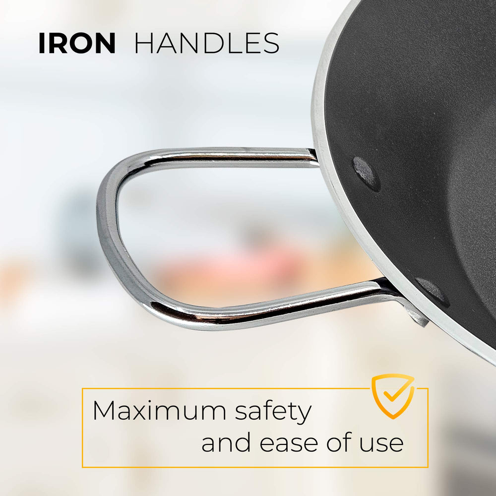 Poêle à Paella Induction, 42cm 9-10 Portions, Antiadhésive sans PFOA, Aluminium  Noir Zafrán - Mathon - 9