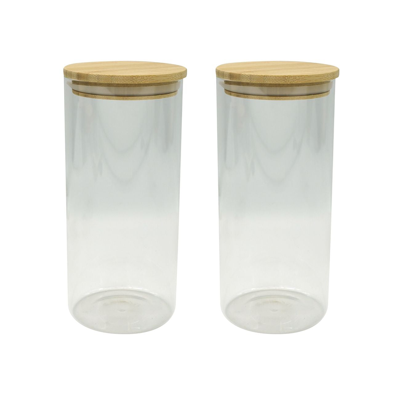 Ensemble de 2 Boites de conservation en verre 2 litres avec couvercle en Bambou  Eco Friendly Fackelmann - Mathon - 1