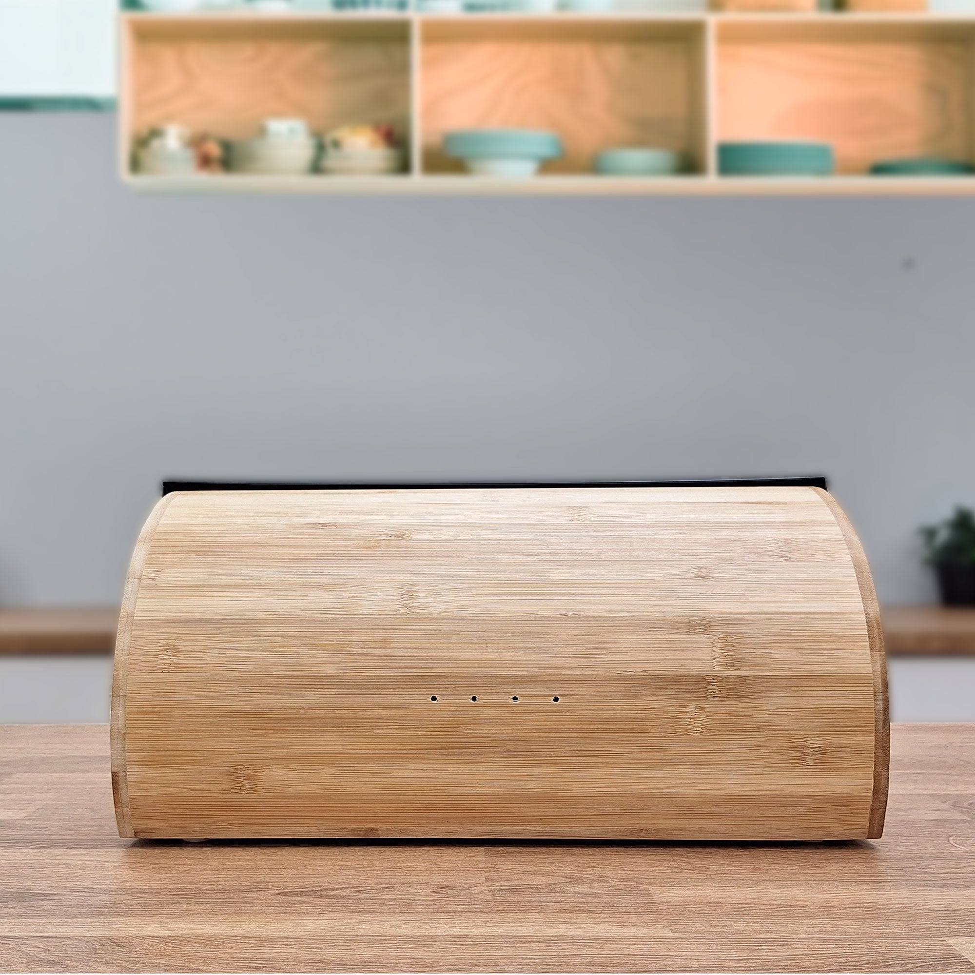 Boîte à Pain en Bois de Bambou Couvercle Coulissant, Bread Box Conserver Painen  Blanc BB1162 - Mathon - 6