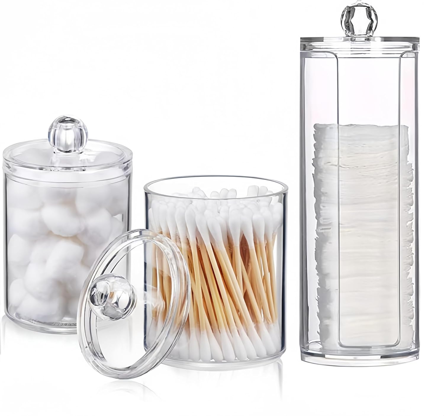 Boîtes Rangement Coton Tige Transparentes – 2+1 pcs Vendos85 - Mathon