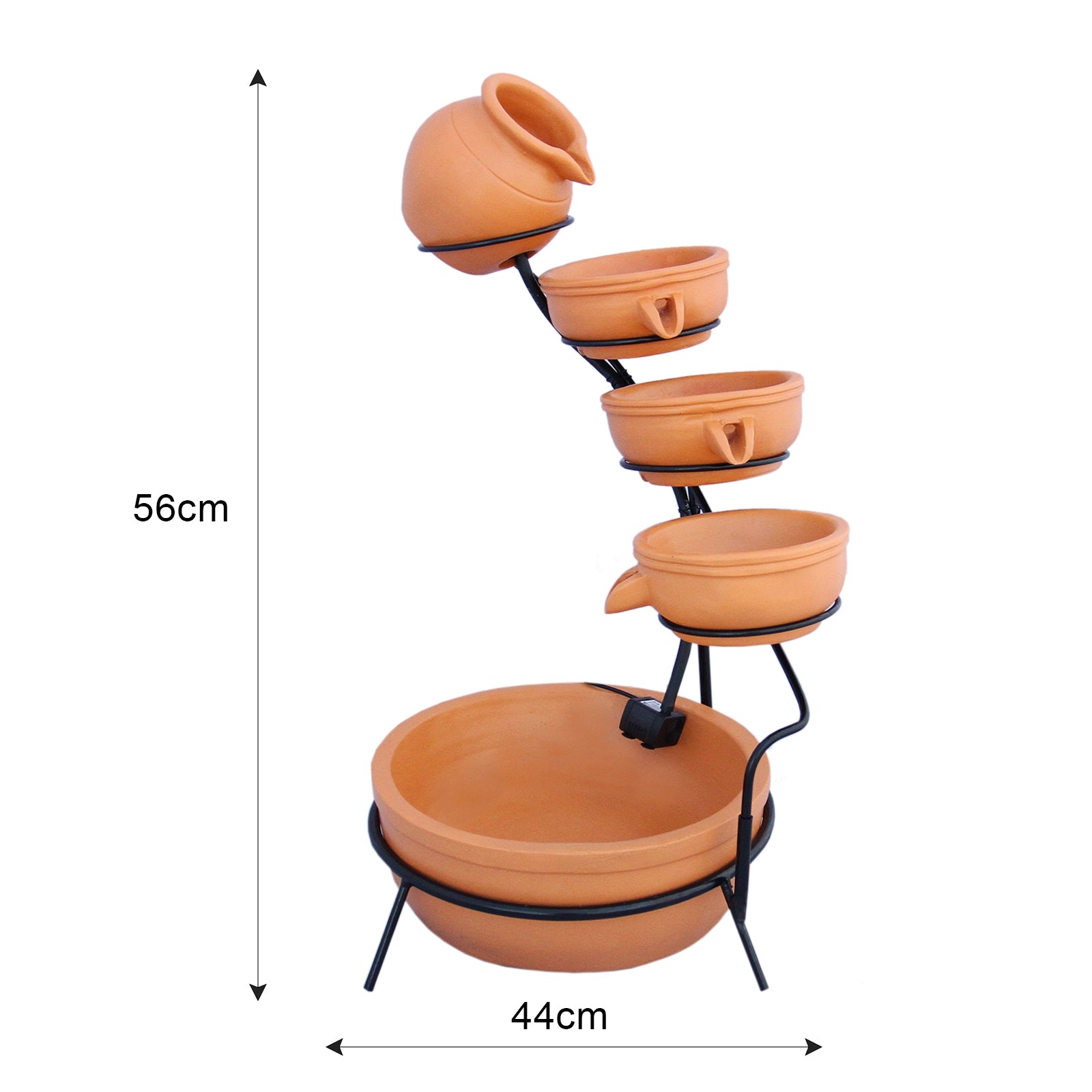 Fontaine Énergie Solaireà 4 Niveaux de Bols Renversants Terracotta Monstershop - Mathon - 4