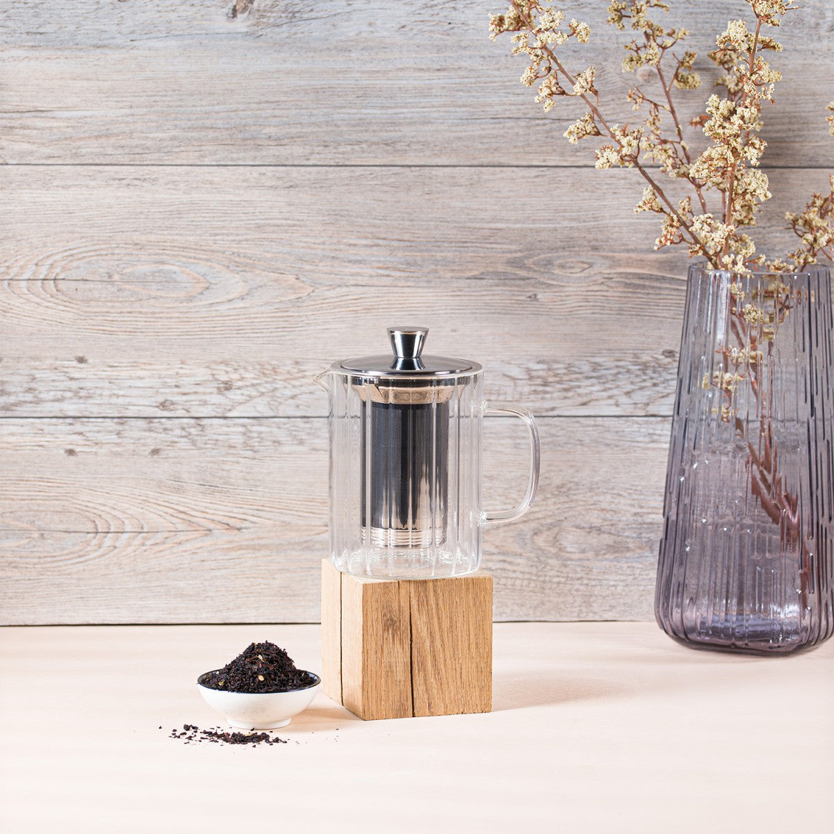 Breakfast - théière striée en verre avec filtre dévissable inox - Verre transparent Cristel - Mathon - 4