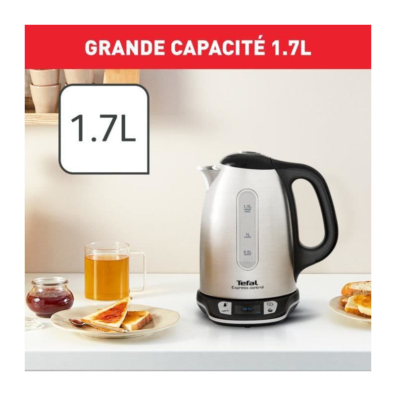 Bouilloire électrique 1,7 L, 2400 W, 7 Températures Réglables, Maintien Au Chaud 60 Min, Inox, Express Control Ki240d10 Tefal - Mathon - 2