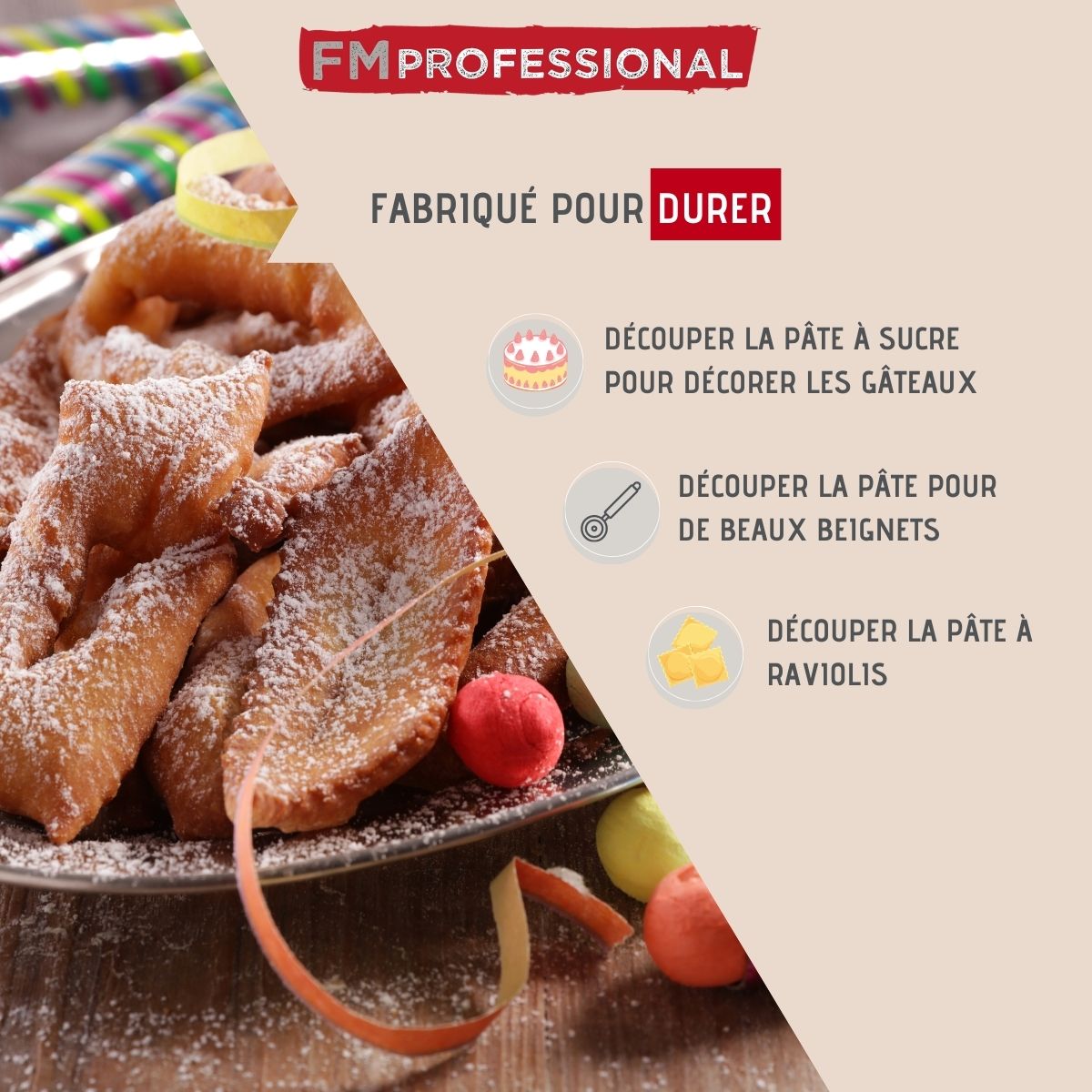 Roulette à pâtisserie cannelée 20,6 cm  Pâtisserie FM Professional - Mathon - 2