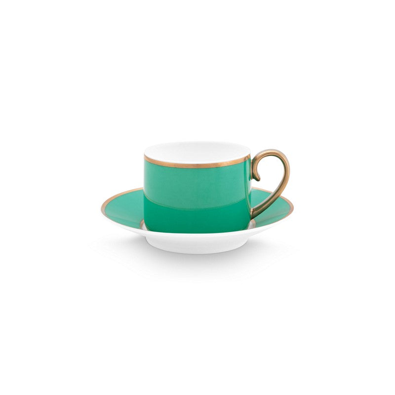 Paire tasse café (1 tasse + 1 sous-tasse) Pip Chique Or-Vert - 120ml Pip Studio - Mathon