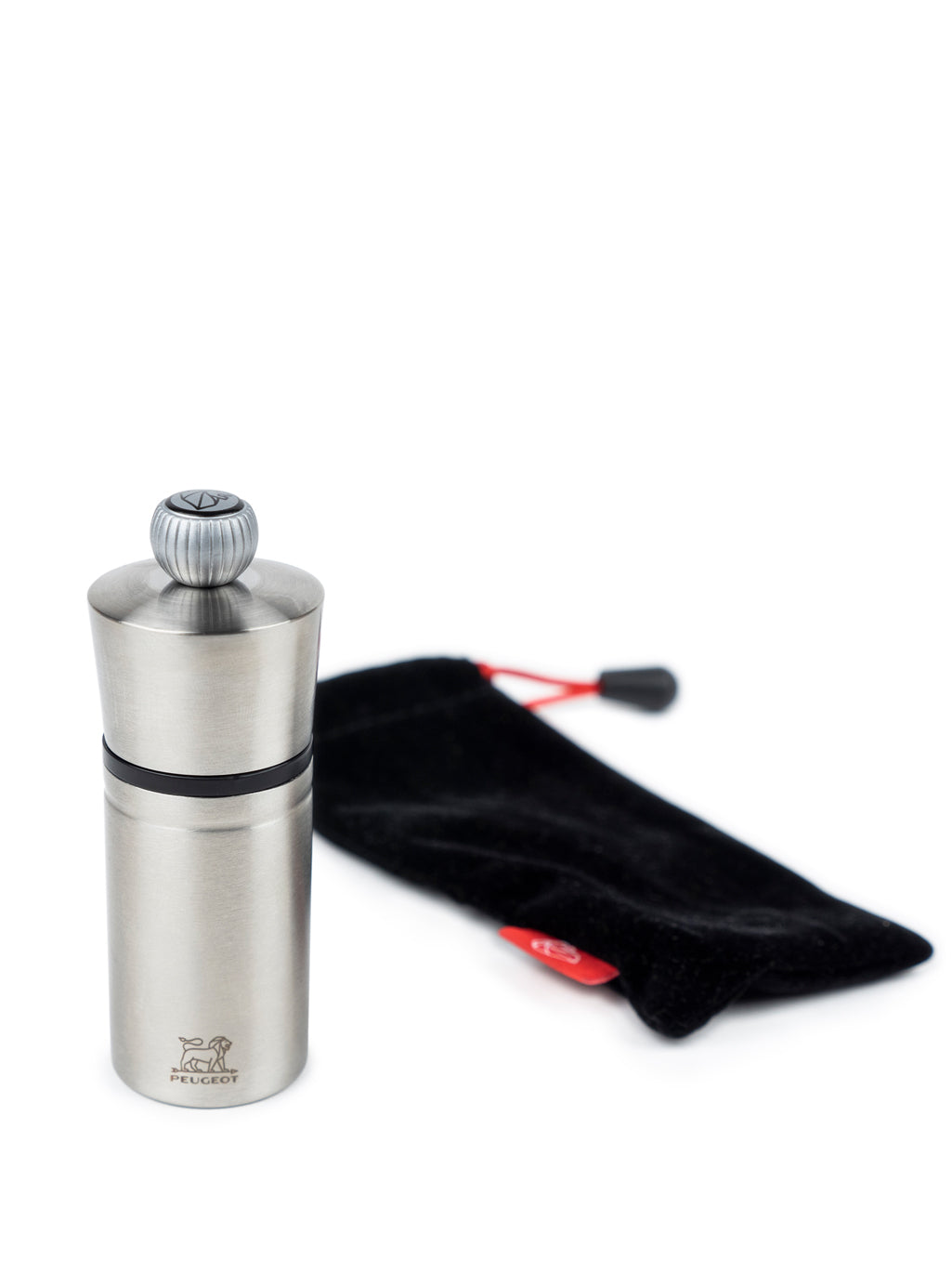 Moulin à poivre de poche en inox et sa pochette, 10 cm Pocket Peugeot - Mathon - 2