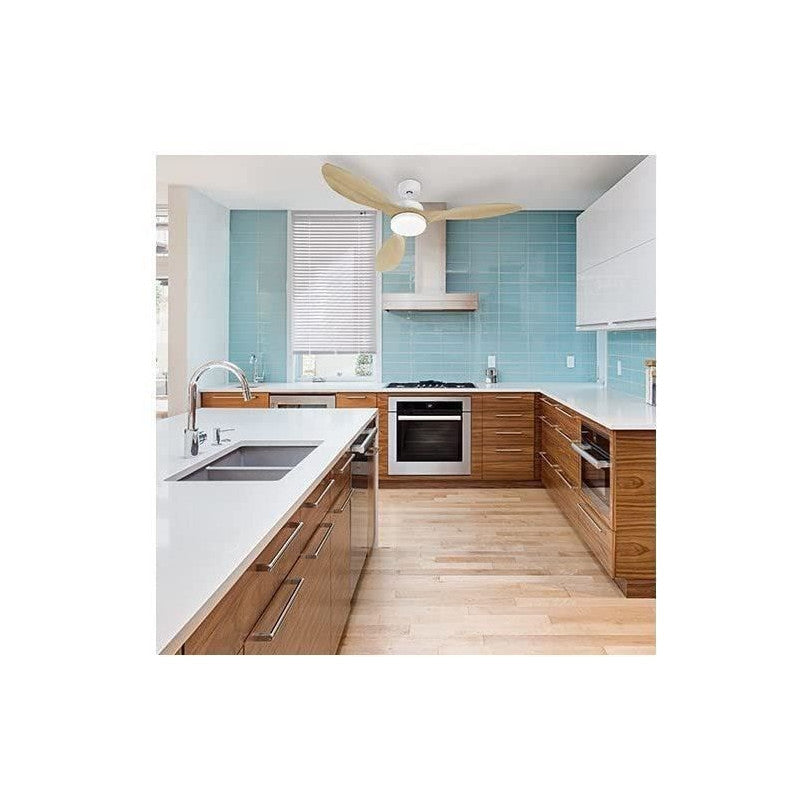 Oklahoma Blanc & Bois - Ventilateur De Plafond ø137cm 100w + éclairage Led Farelek - Mathon - 2