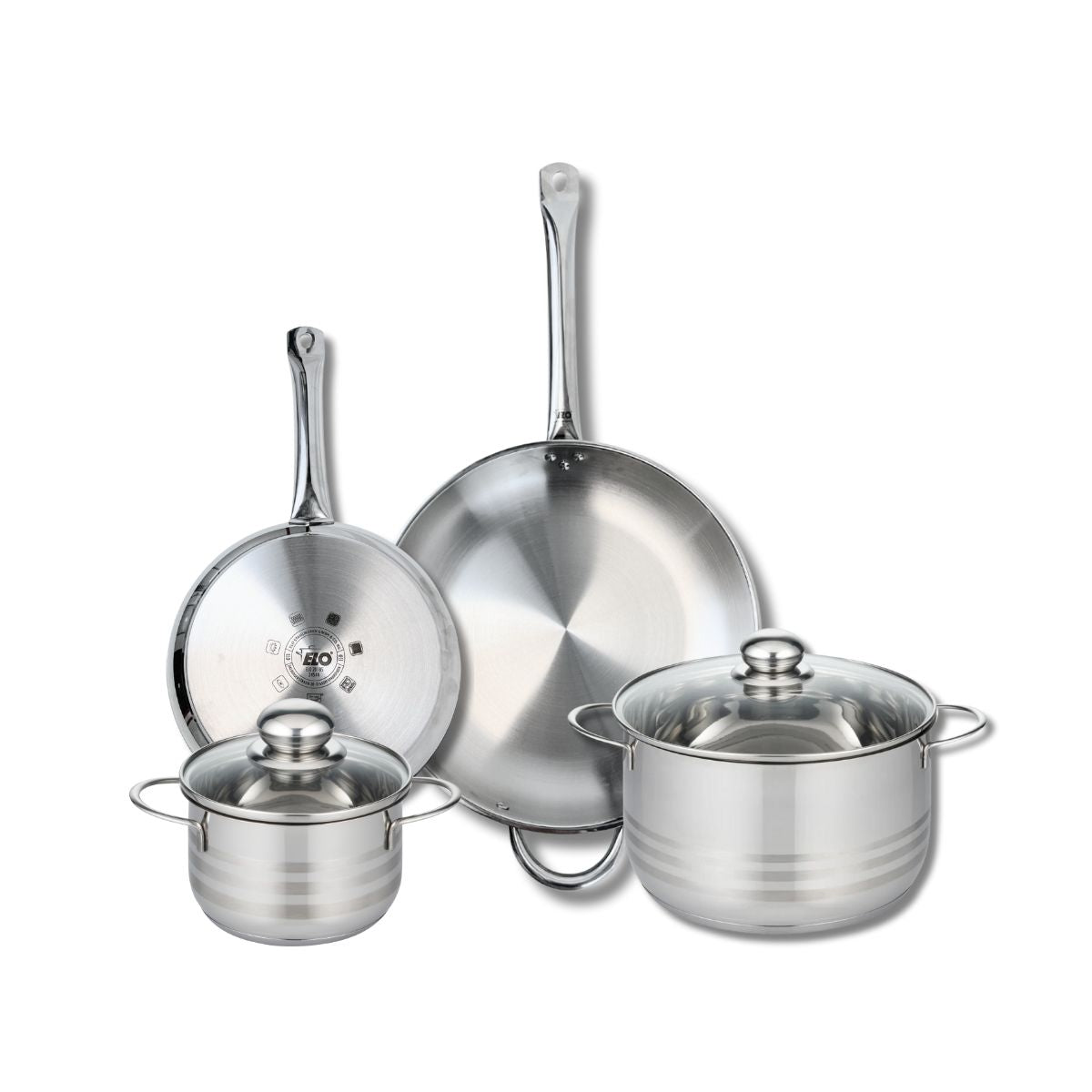 Ensemble de 2 Poêles de cuisson 24 et 32 cm et 2 faitouts 16 et 24 cm  Profi Brillant Elo - Mathon - 1