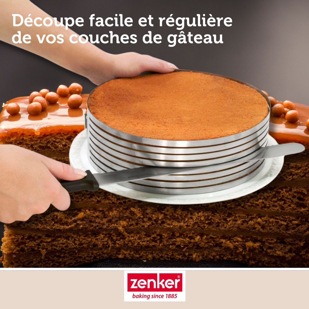 Cercle à pâtisserie pour trancher les gâteaux en étages 26 à 28 cm Zenker Smart Pastry Zenker - Mathon - 4