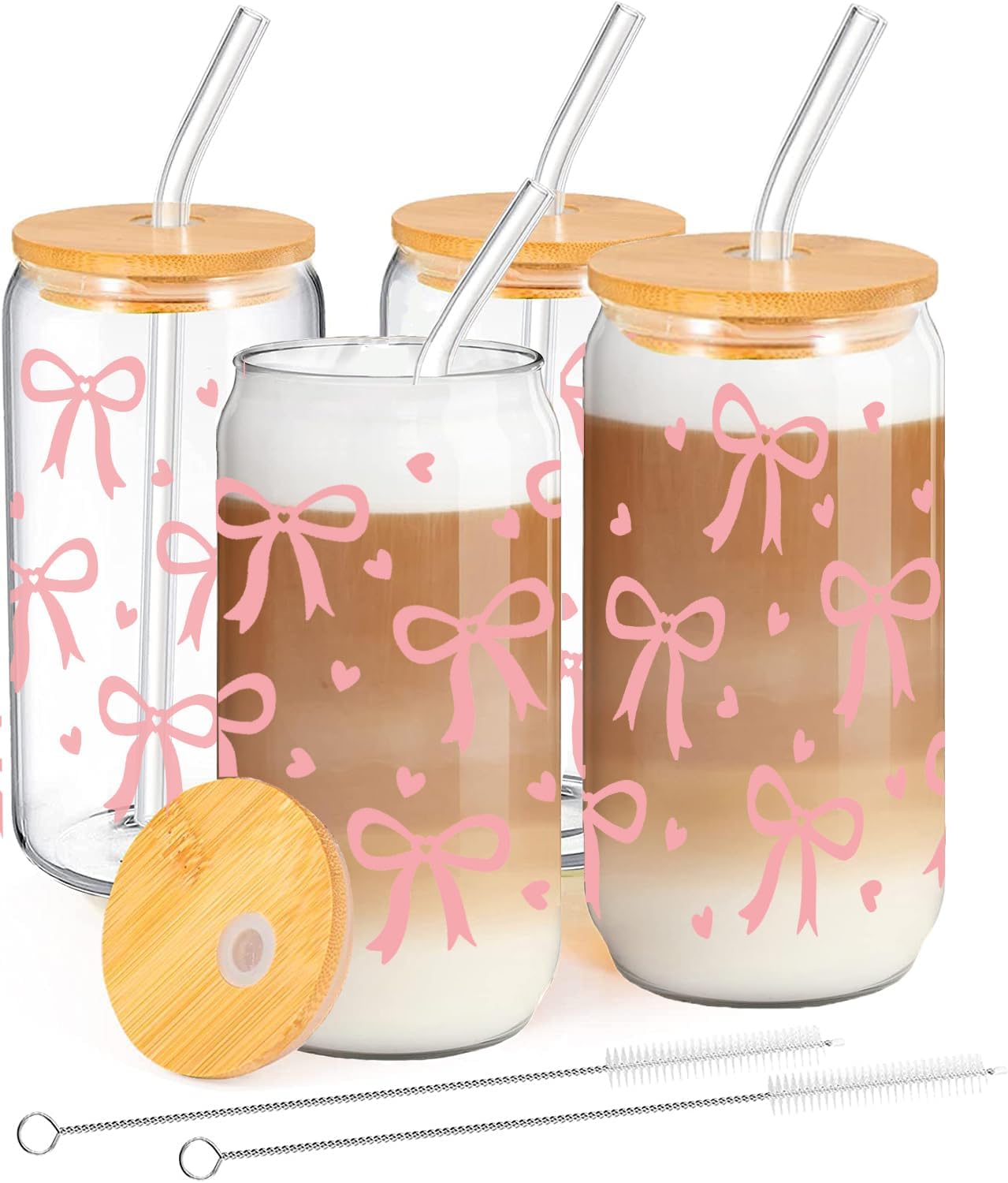 4 Gobelet Bow 500 ml avec Couvercle & Paille Vendos85 - Mathon