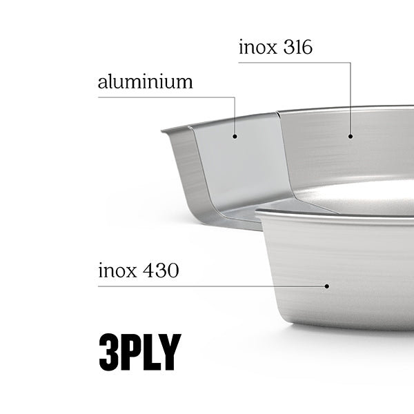 Poêle tout inox Triply Evolution sans manche 28 cm Beka - Mathon - 4